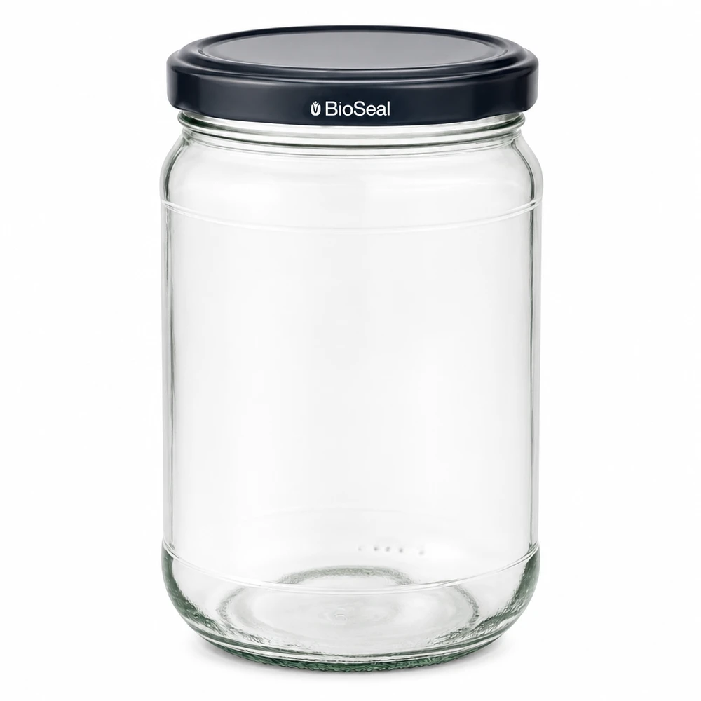 305ml Verre rond avec couvercle BioSeal noir UNiTWIST Bocal à conserves vide UNiTWIST Runda305 avec couvercle noir TO63 BioSeal en verre transparent pour la cuisine et les provisions