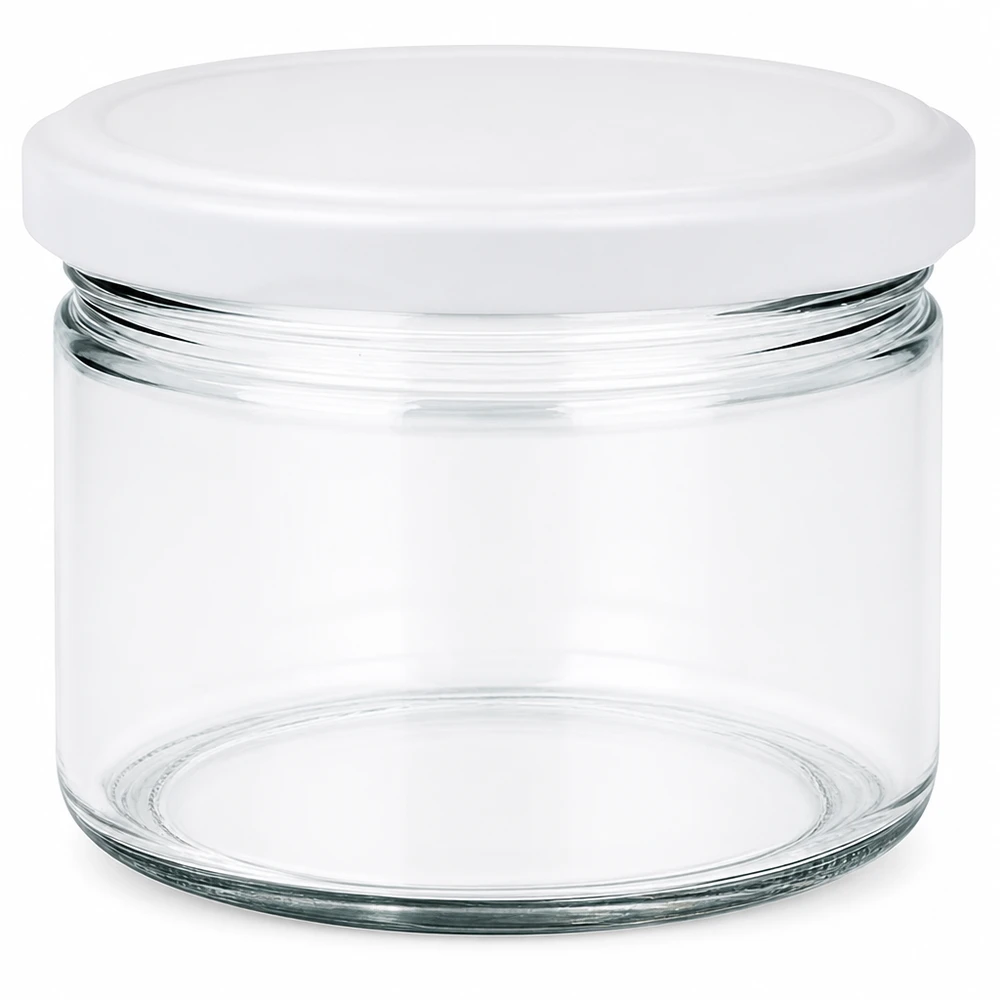 540ml bocal rond avec couvercle blanc BasicSeal UNiTWIST - bocal à provisions vide en verre clair pour la cuisine et la maison