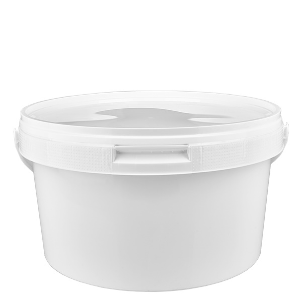 Seau 3.5L en plastique blanc PP avec couvercle Seau 3.5L en plastique blanc PP avec couvercle