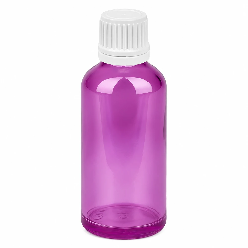 Flacon 50ml bouchon à vis 11mm blanc Originalité Bouchon à vis PurpleLine UT18/50 Bouteille en verre de 50 ml de haute qualité avec optique Purple Line pour les applications pharmaceutiques