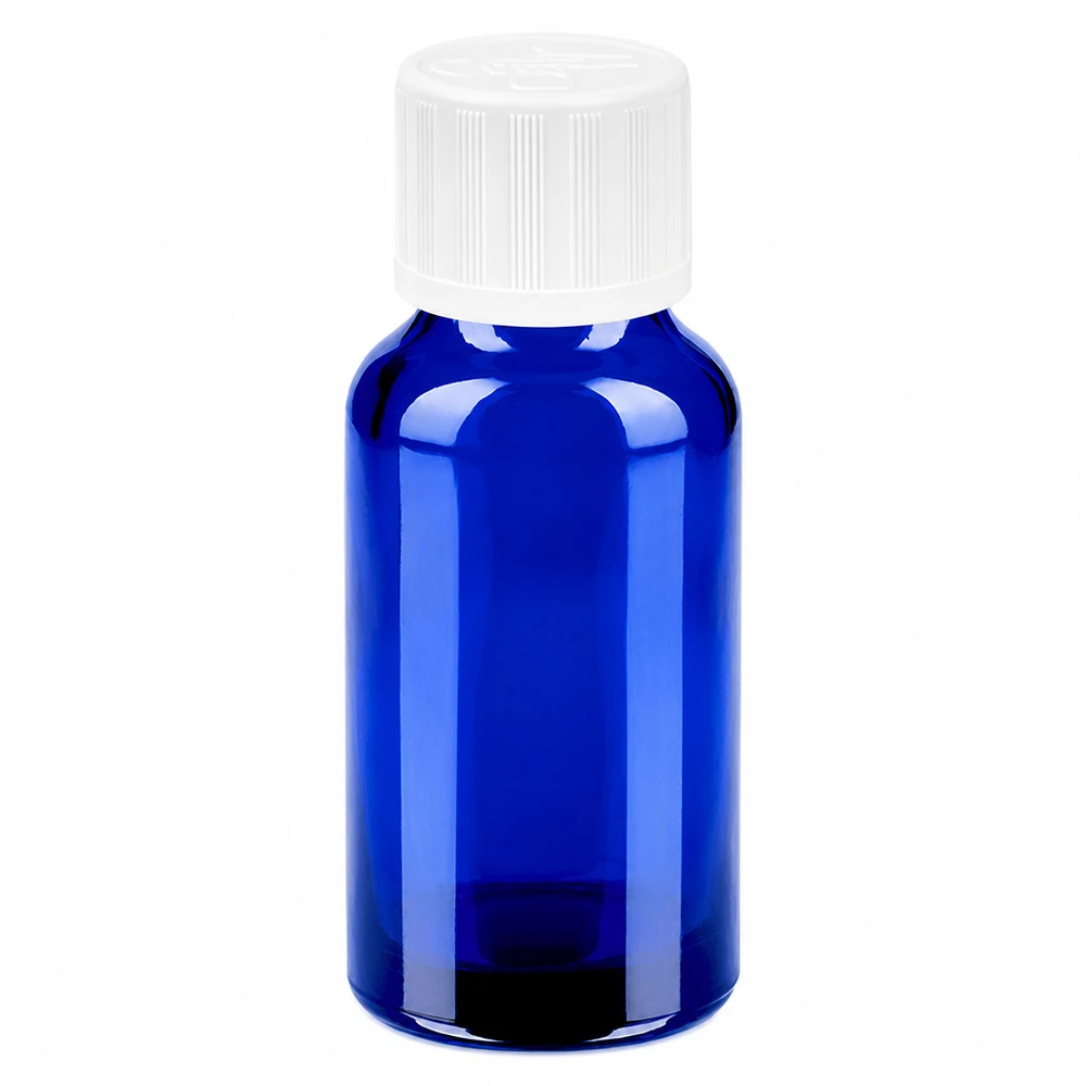 Flacon 20ml 11mm SV f. STD KiSi BlueLine UT18/20 Bouteille en verre bleu de haute qualité de 20ml idéale pour les teintures d'aromathérapie et les préparations liquides