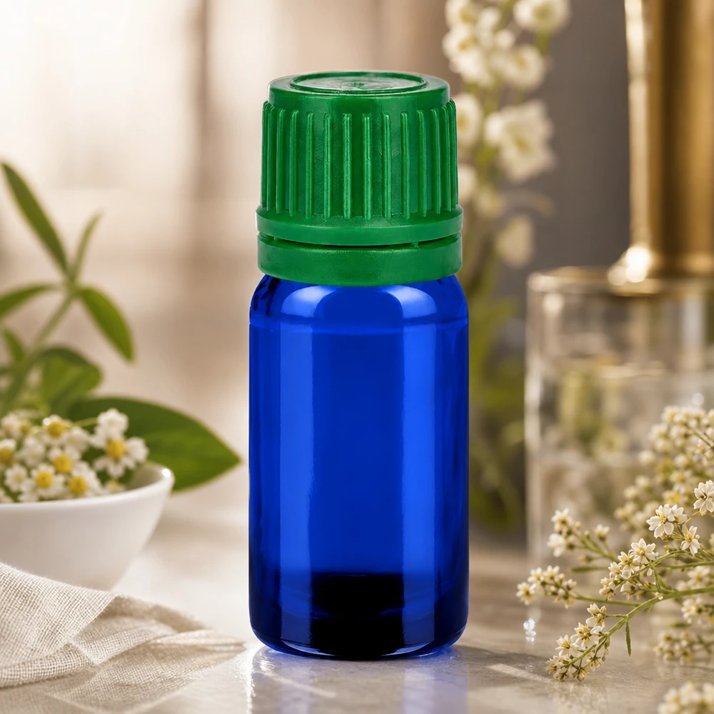 Flacon 5ml 11mm SV vert OV BlueLine UT18/5 Bouteille en verre professionnelle de 5ml pour l'aromathérapie avec bouchon vert de sécurité pour les enfants
