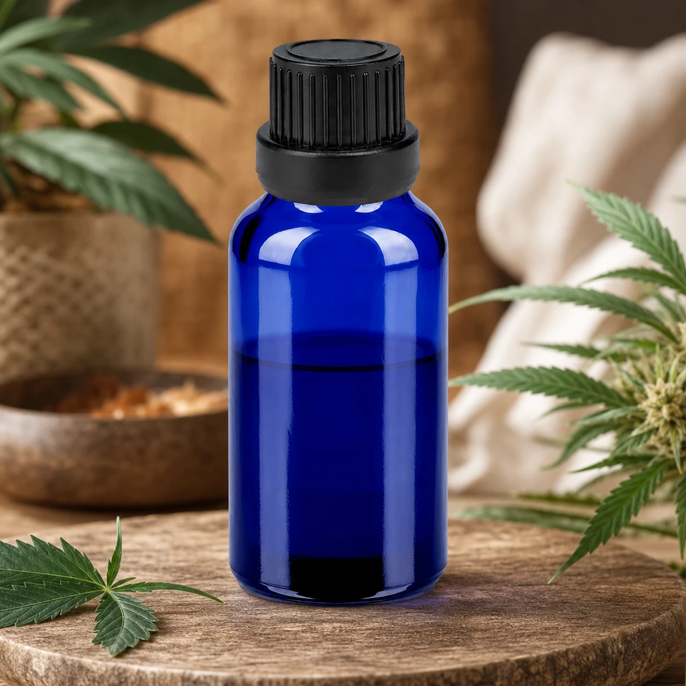 Flacon 20ml 11mm SV noir OV BlueLine UT18/20 Flacon en verre bleu pratique de 20 ml, parfait pour les voyages et les déplacements