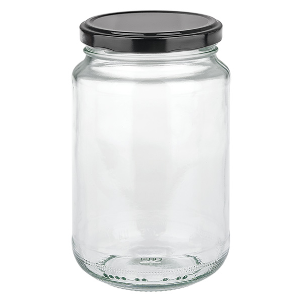 375ml Verre rond avec couvercle BasicSeal noir UNiTWIST