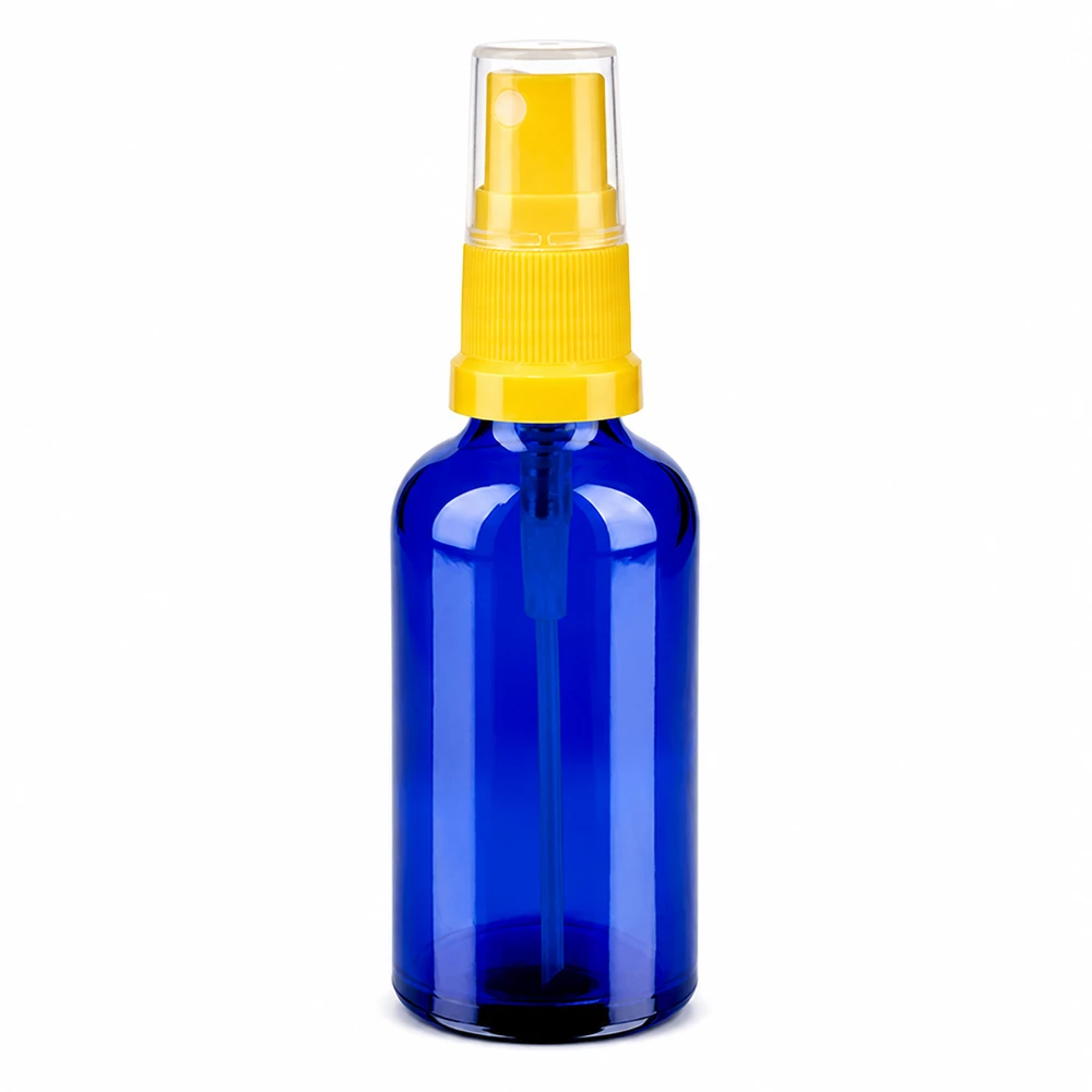 Vaporisateur 50ml jaune/tr. STD BlueLine UT18/50 Vaporisateur en verre de haute qualité 50ml bleu cobalt avec une fine brume pour l'aromathérapie