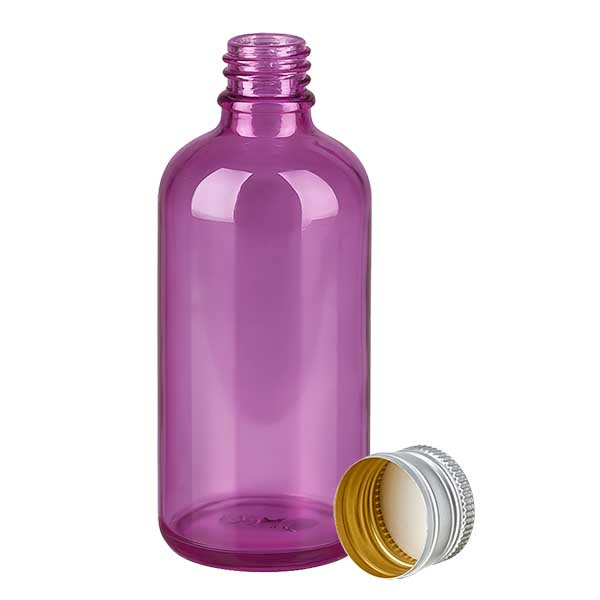Flacon de 100ml. Bouchon à vis 11mm alu-argent standard PurpleLine. UT18/100