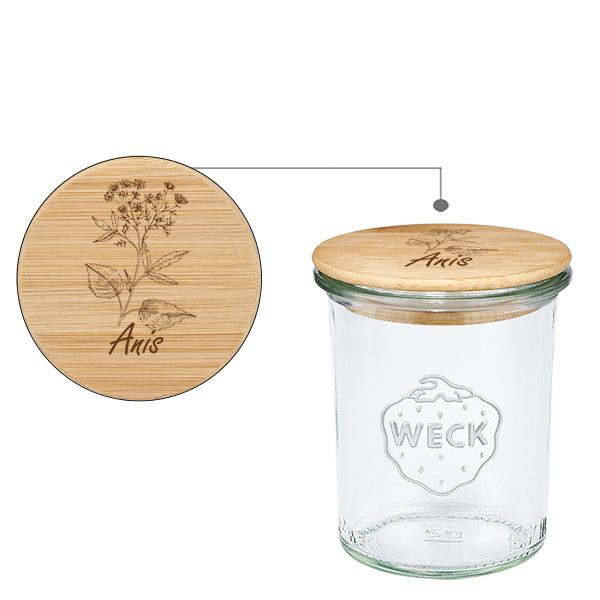 Couvercle en bois « Anis » avec rebord WECK 160 ml Couvercle en bois « Anis » avec rebord WECK 160 ml