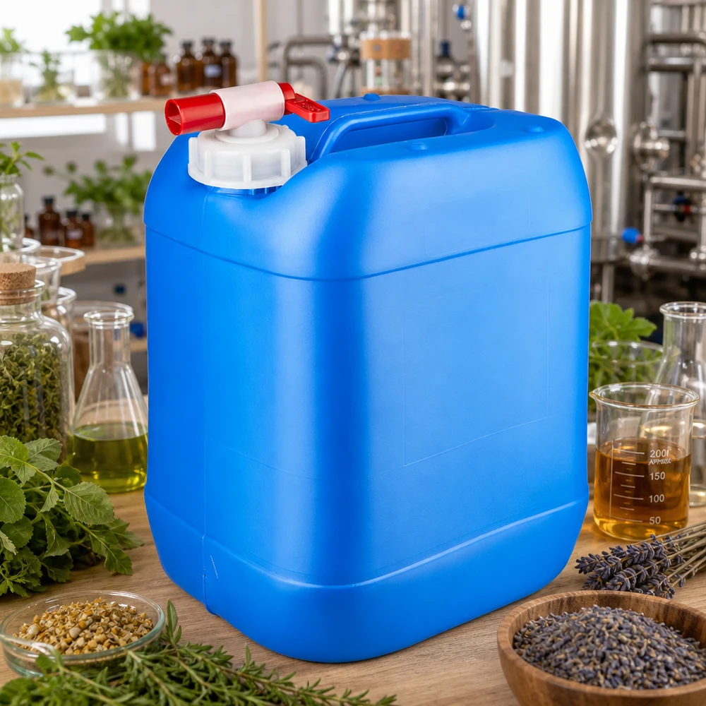 Bidon 20 litres bleu avec robinet Bidon alimentaire de 20 L, bleu, avec robinet, destiné au stockage d'huiles végétales