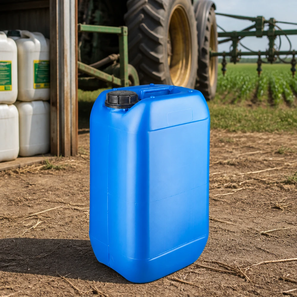Bidon 15 litres bleu avec bouchon à vis OV Jerrican robuste de 15 L, bleu, destiné aux produits agrochimiques, avec bouchon à vis noir