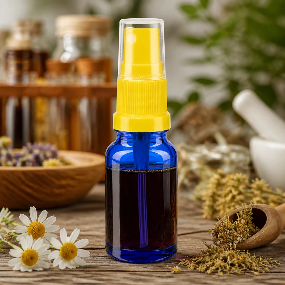 10ml Vaporisateur jaune/tr. STD BlueLine UT18/10 Vaporisateur de pharmacie 10ml bleu jaune pour teinture homéopathique BlueLine UT18 10