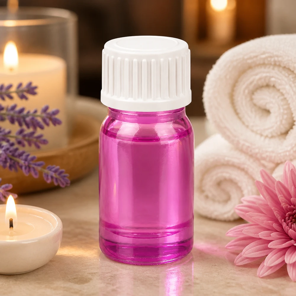 Flacon compte-gouttes 5ml 0.9mm blanc standard PurpleLine UT18/5 Flacon compte-gouttes violet 5ml avec bouchon blanc à visser UT18/5 pour produits de beauté