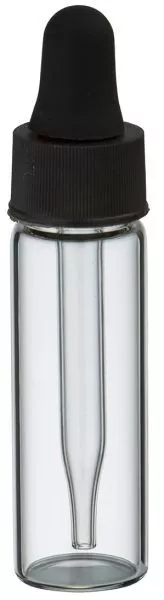 Mini flacon transparent de 5 ml, avec pipette compte-gouttes PL48 noire Mini flacon transparent de 5 ml, avec pipette compte-gouttes PL48 noire