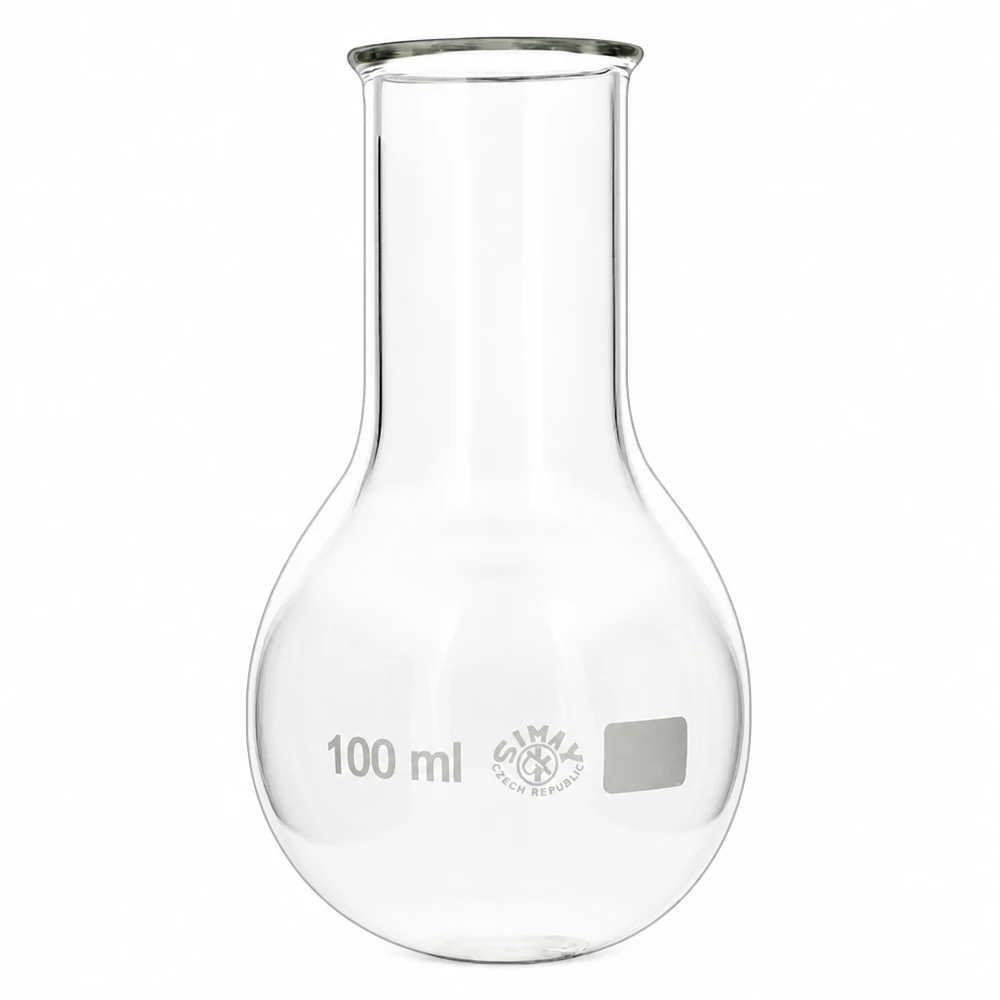 Ballon à fond plat 100ml col large borosilicate avec bord arrondi Ballon rond à col large de 100ml en verre résistant à la chaleur pour les laboratoires professionnels