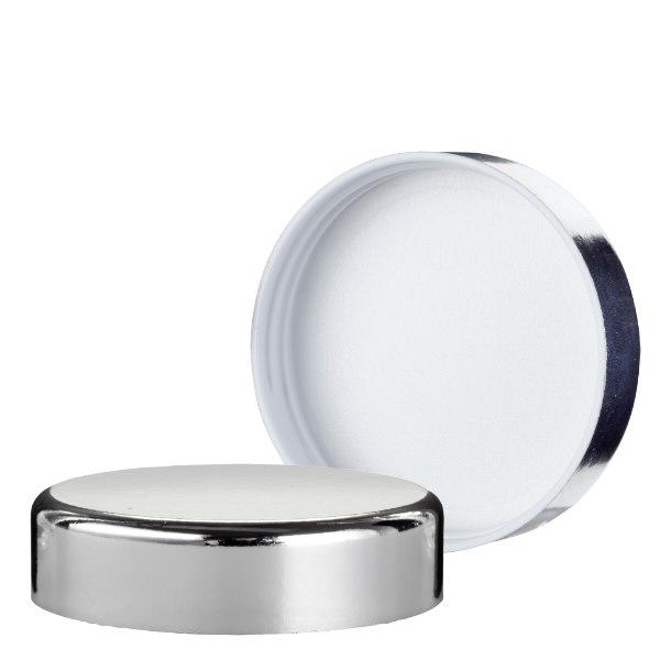 Couvercle à vis argenté pour pot en verre bleu 50ml