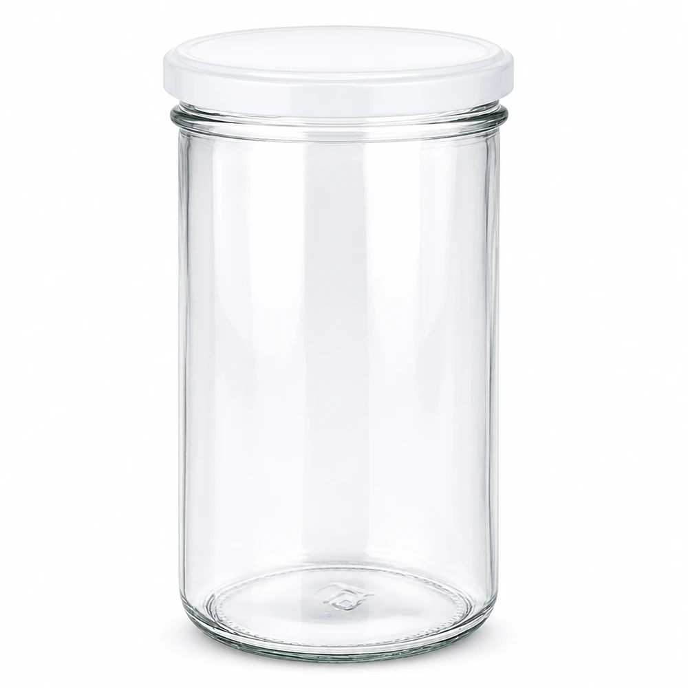230ml Verre conique avec couvercle BasicSeal blanc UNiTWIST Pot de 277ml avec couvercle blanc BasicSeal - bocal vide en verre transparent pour confitures et conserves