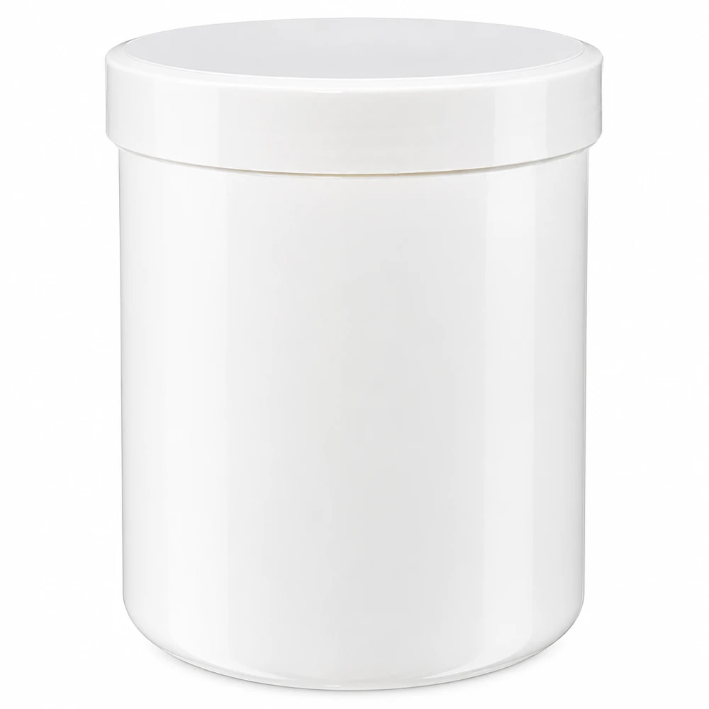 Grand pot à pommade d'une contenance de 200 g, blanc, avec un couvercle à vis hermétique en PP