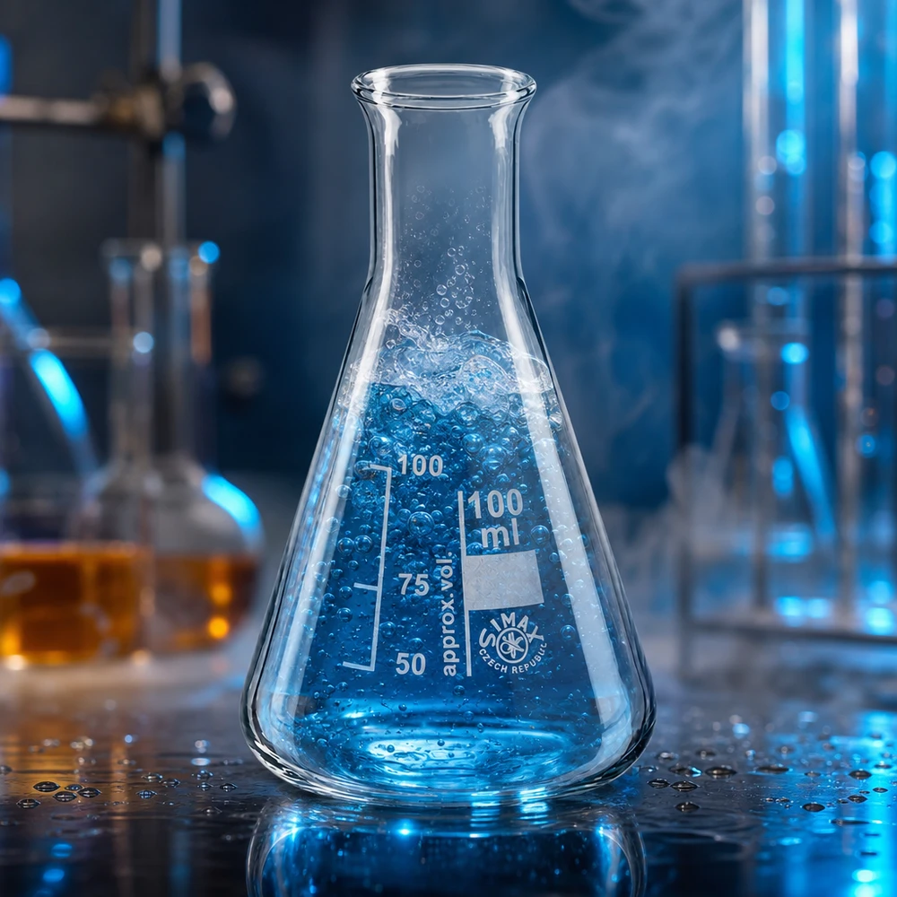 Erlenmeyer 100ml col étroit, verre borosilicate Erlenmeyer polyvalent de 100ml à col étroit pour le titrage, la synthèse et la chimie analytique