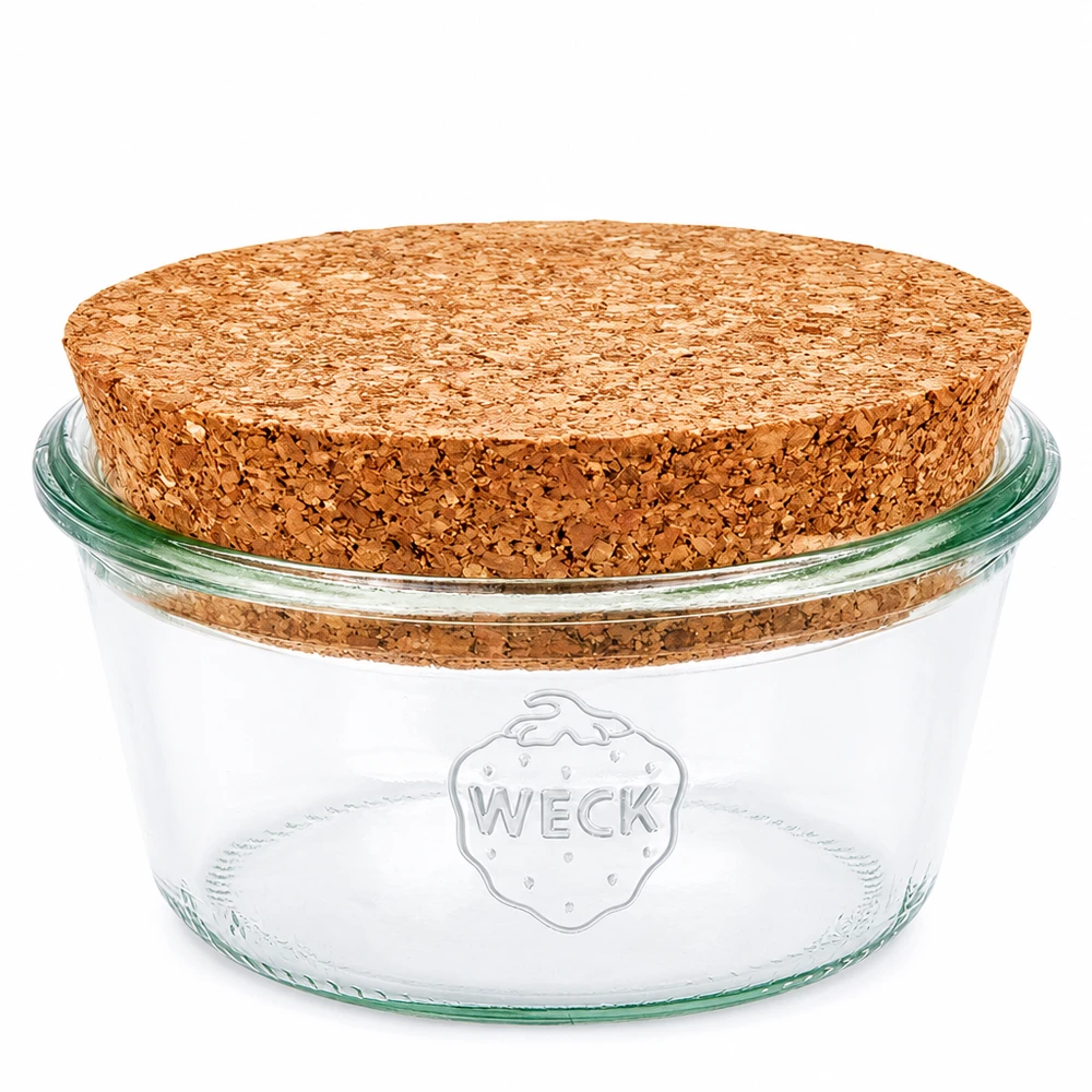 290ml bocal conique faible WECK RR80 avec bouchon nature 290ml WECK Pot renversé RR100 avec bouchon en liège naturel forme basse bocal de conservation