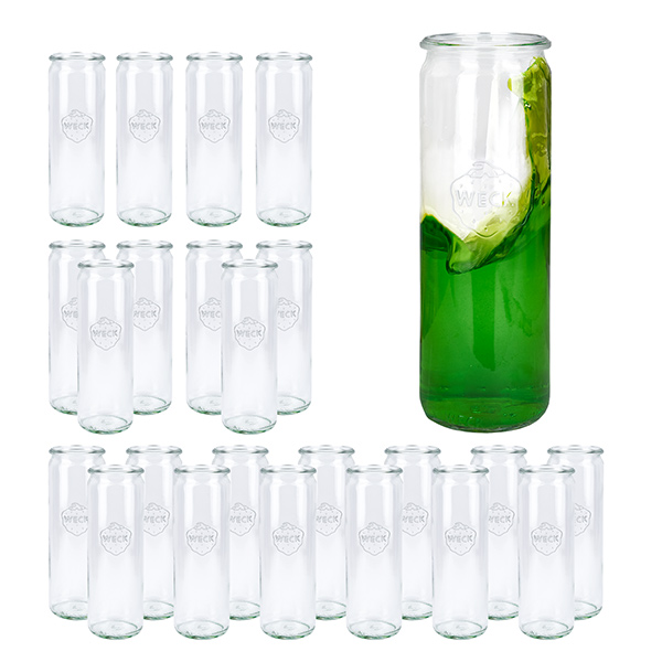 Lot de 24 bocaux Weck en verre cylindrique 600ml, 1/2L à l'envers