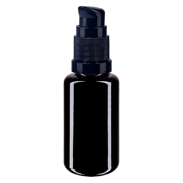 Flacon de pharmacie violet 20ml bouchon pompe noir Std Flacon de pharmacie violet 20ml bouchon pompe noir Std