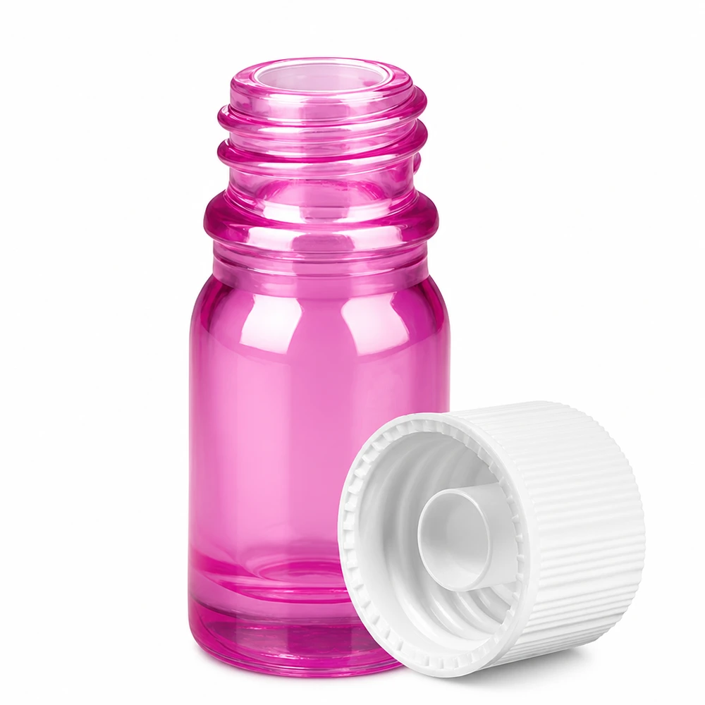 Flacon 5ml bouchon à vis 11mm blanc standard PurpleLine UT18/5 Mini-bouteille en verre pratique transparent-violet avec bouchon blanc pour l'aromathérapie et les cosmétiques naturels
