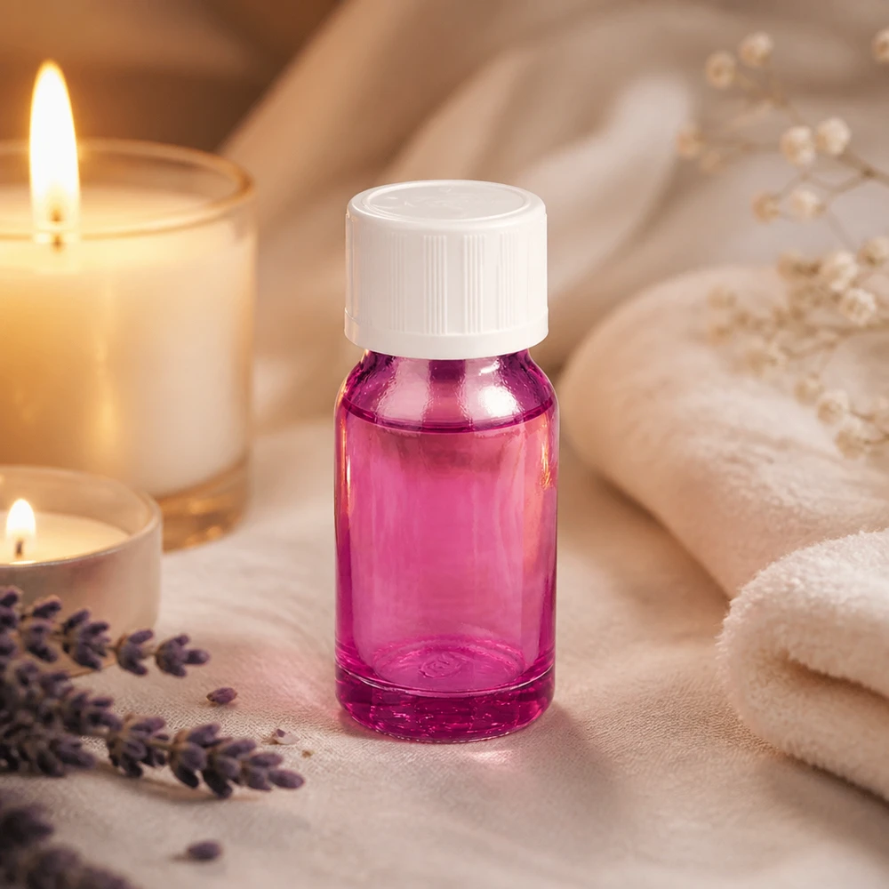 Flacon compte-gouttes maniable de 10 ml, violet transparent, pour l'application mobile d'huiles de soin