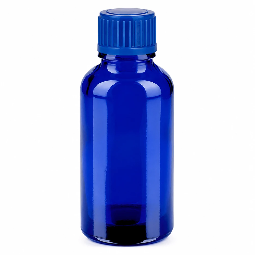Flacon de 30ml 11mm SV bleu STD BlueLine UT18/30 Bouteille bleue compacte de 30 ml avec filetage standard, parfaite pour les voyages