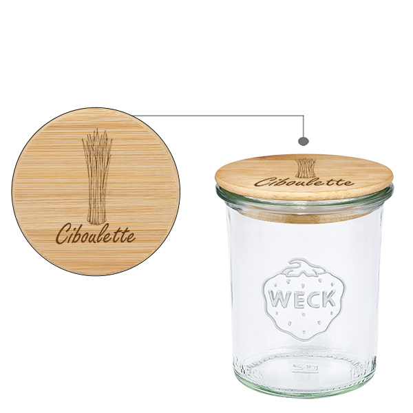 Paire en bois « Ciboulette » avec bordure WECK 160 ml