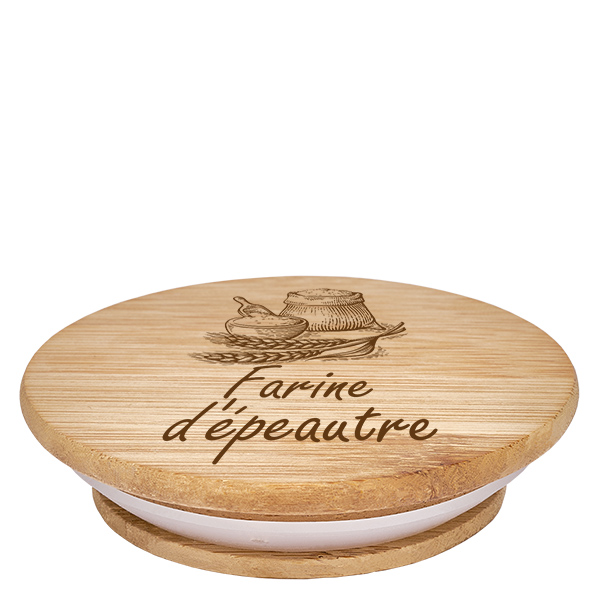 Couvercle en bois « Farine d'épeautre » pour WECK RR100 Couvercle en bois « Farine d'épeautre » pour WECK RR100