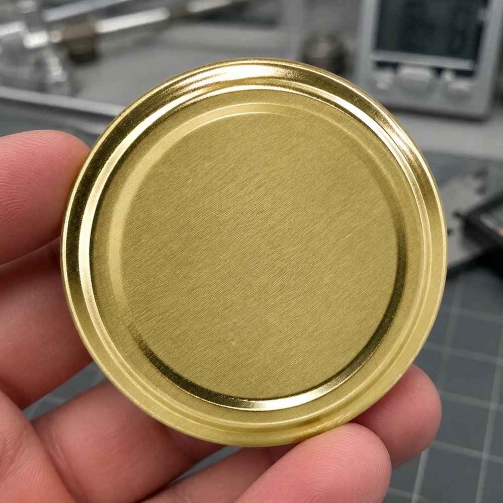 Couvercle TO70 BasicSeal de 70 mm UNiTWIST doré brillant à bord rainuré – Vue détaillée