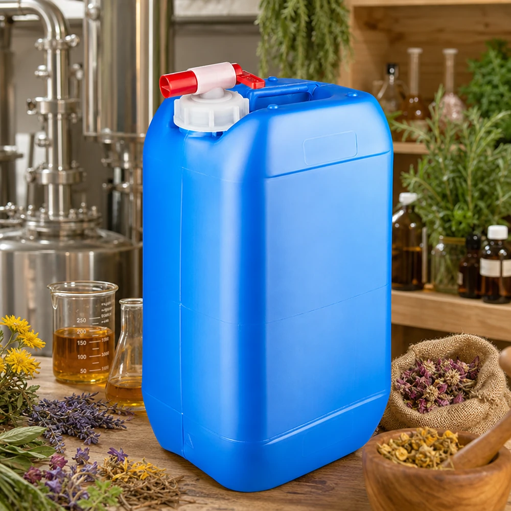 Bidon 15 litres bleu avec robinet Bidon portable bleu de 15 litres avec robinet, pour cosmétiques naturels et extraits de plantes
