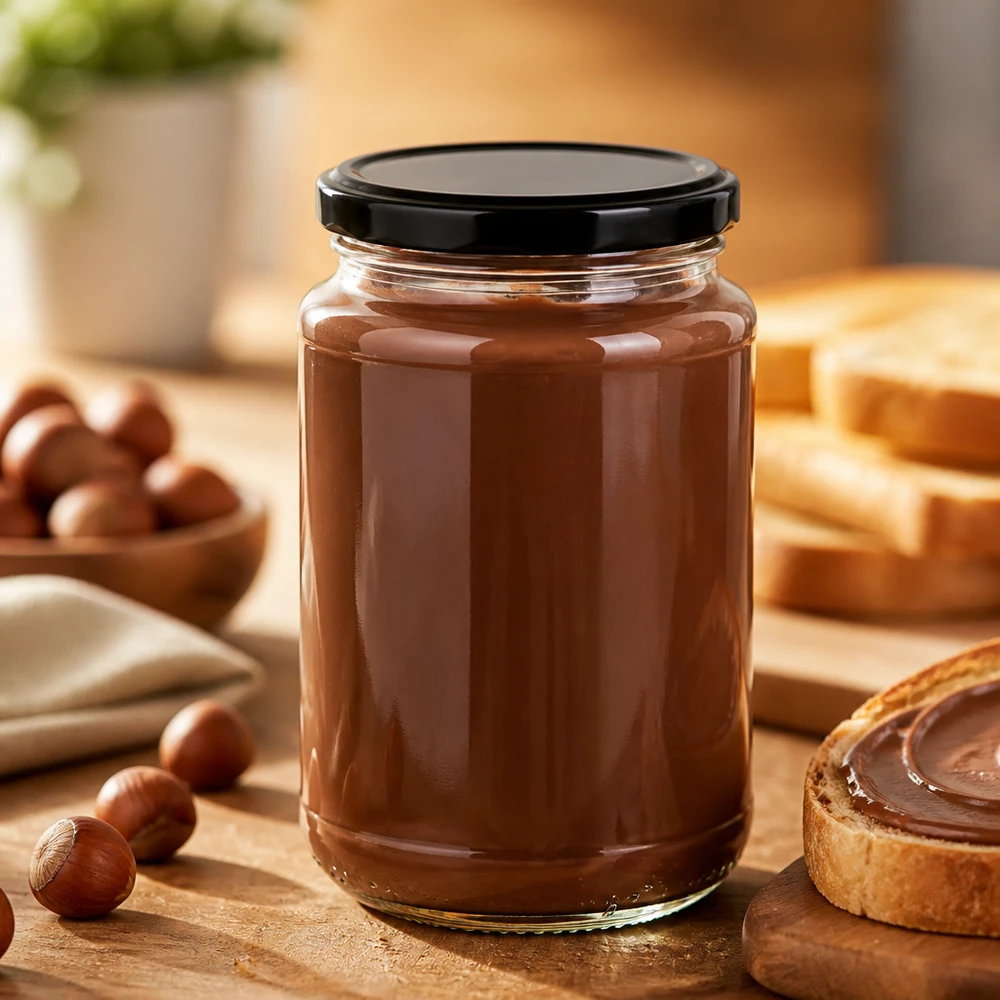 Petit bocal en verre 320 ml UNiTWIST avec couvercle BasicSeal pour pâte à tartiner au chocolat et aux noisettes