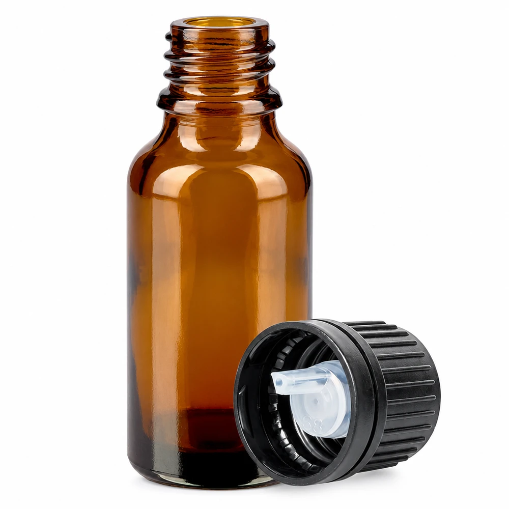 20ml flacon de gouttes. 1mm noir OV BrownLine UT18/20 Flacon de pharmacie de 20 ml en verre brun avec bouchon compte-gouttes pour applications médicales
