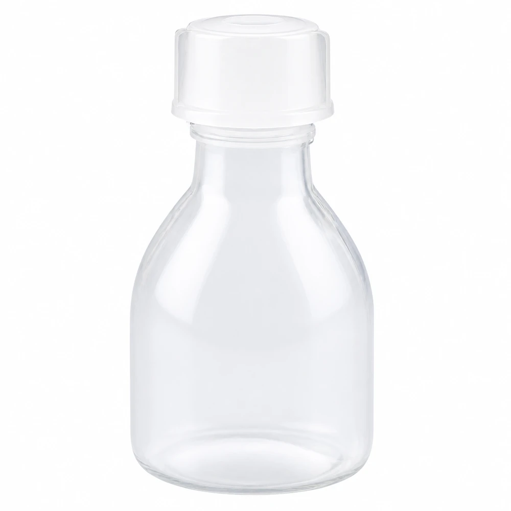 Flacon 20 ml à col étroit, avec bouchon Flacon de laboratoire miniature à col étroit, d'une contenance de 20 ml, avec un bouchon à vis blanc