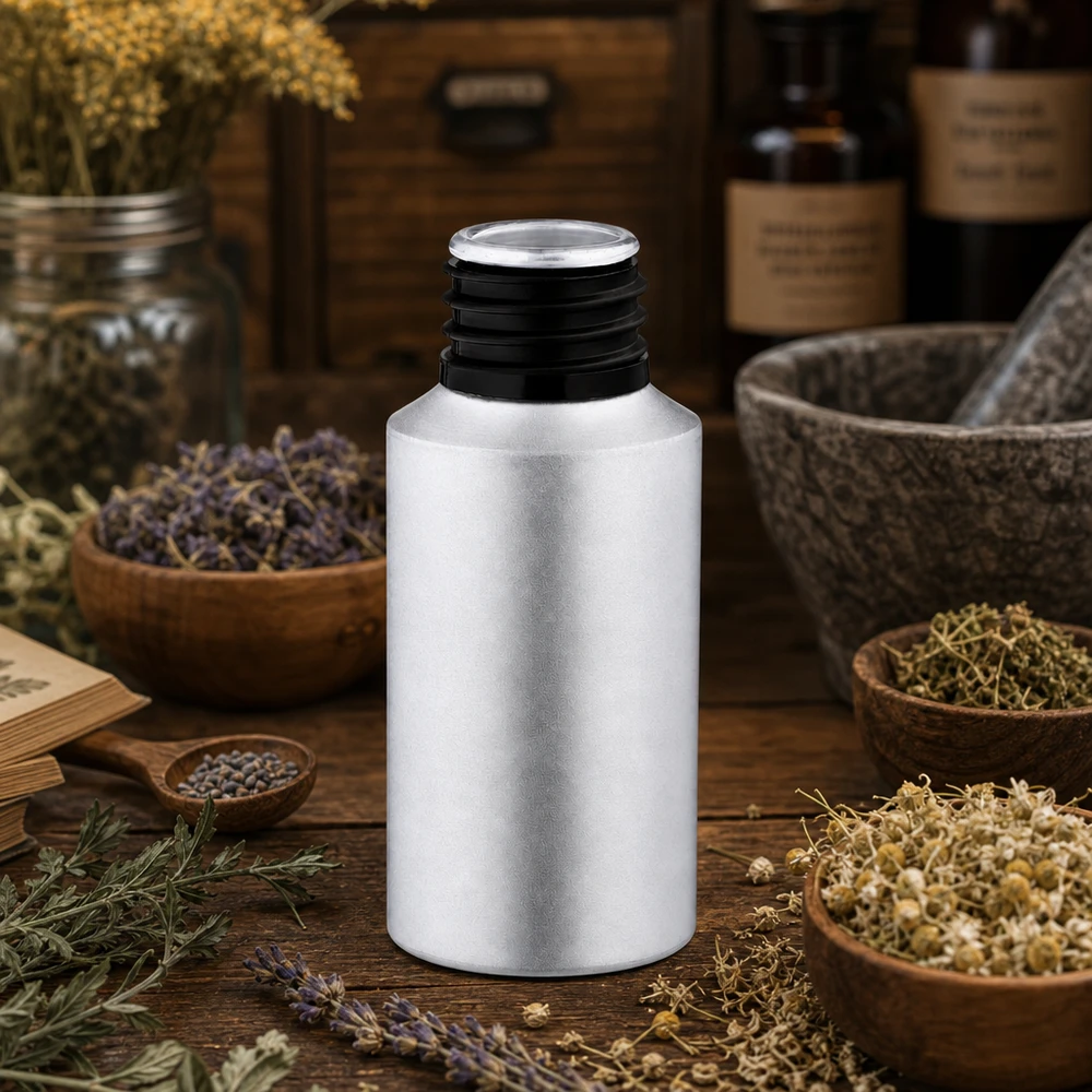 Bouteille en aluminium teinté 30 ml, sans bouchon Flacon en aluminium léger de 30 ml avec ouverture noire, idéal pour les applications mobiles et les voyages
