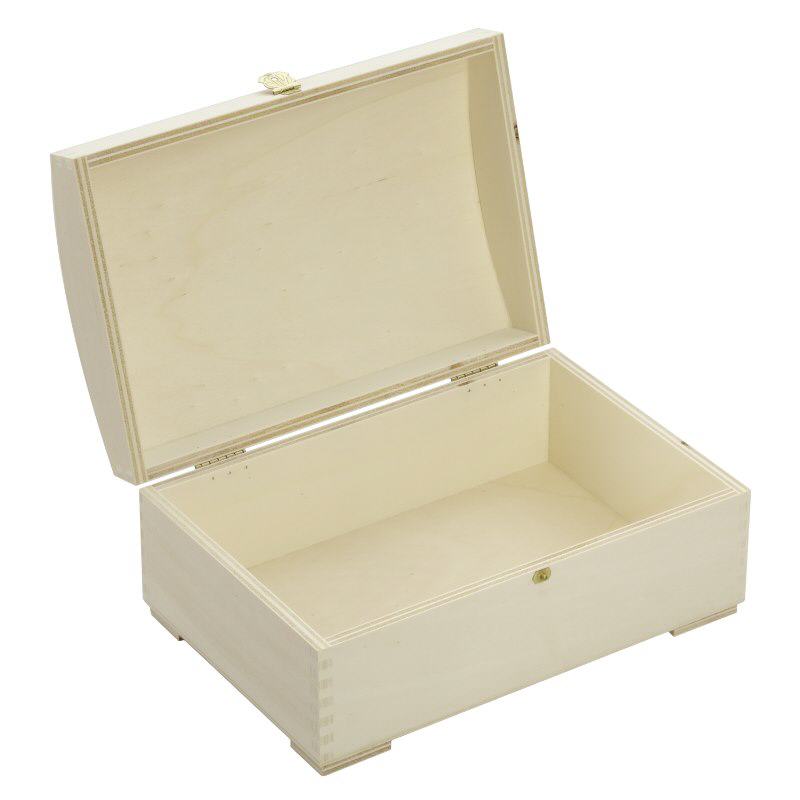 Boîte en bois (coffre) au couvercle voûté 26x17x11cm (contreplaqué peuplier)