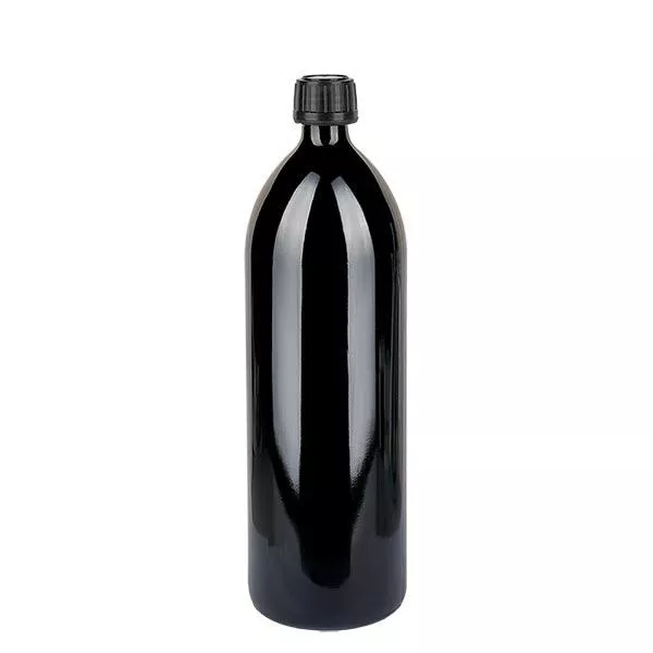 Bouteille d'eau en verre violet 1000ml, rond, avec bouchon à vis. Bouteille d'eau en verre violet 1000ml, rond, avec bouchon à vis.