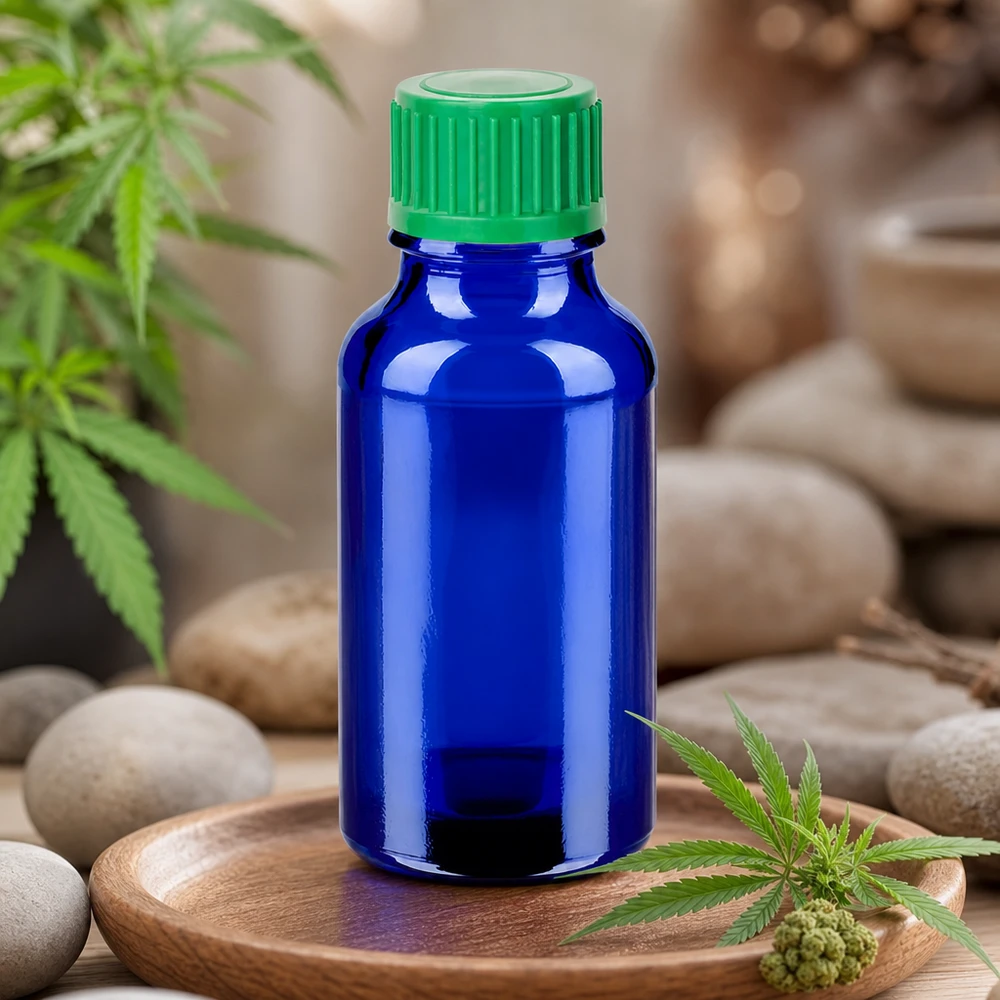 20ml Flacon compte-goutte 0.8mm vert STD BlueLine UT18/20 Flacon compte-gouttes 20ml STD BlueLine avec bouchon vert pratique pour cosmétiques et produits de soin