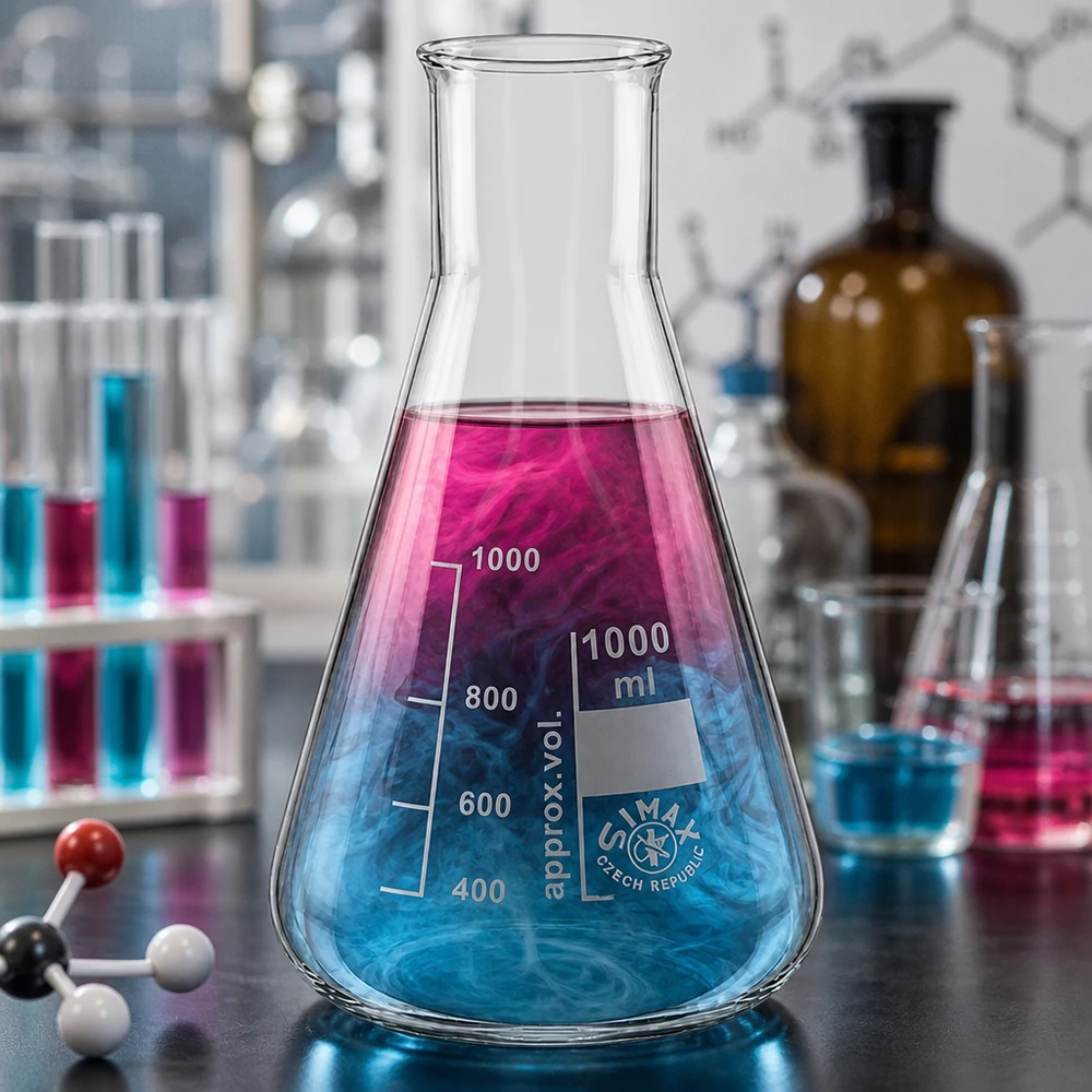 Erlenmeyer 1000ml col large, verre borosilicate Erlenmeyer 1000ml col large, verre borosilicate