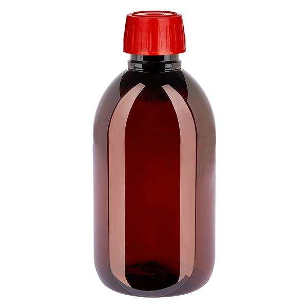 Bouteille PET 250ml avec bouchon de dégazage rouge