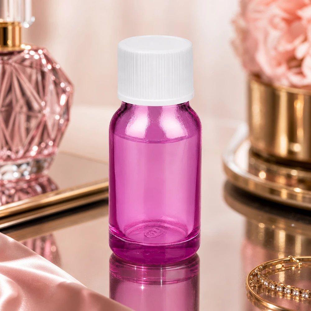 Bouteille 10ml 11mm bouchon à vis blanc standard PurpleLine UT18/10 Élégant flacon en verre violet de 10 ml avec bouchon blanc de 11 mm pour produits de beauté de luxe