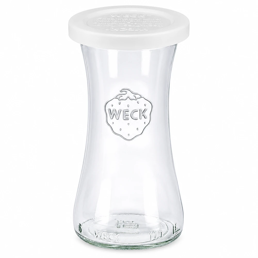 WECK Pot de délicatesse 100ml avec couvercle fraîcheur blanc RR40 Pot de conservation en verre avec logo fraise