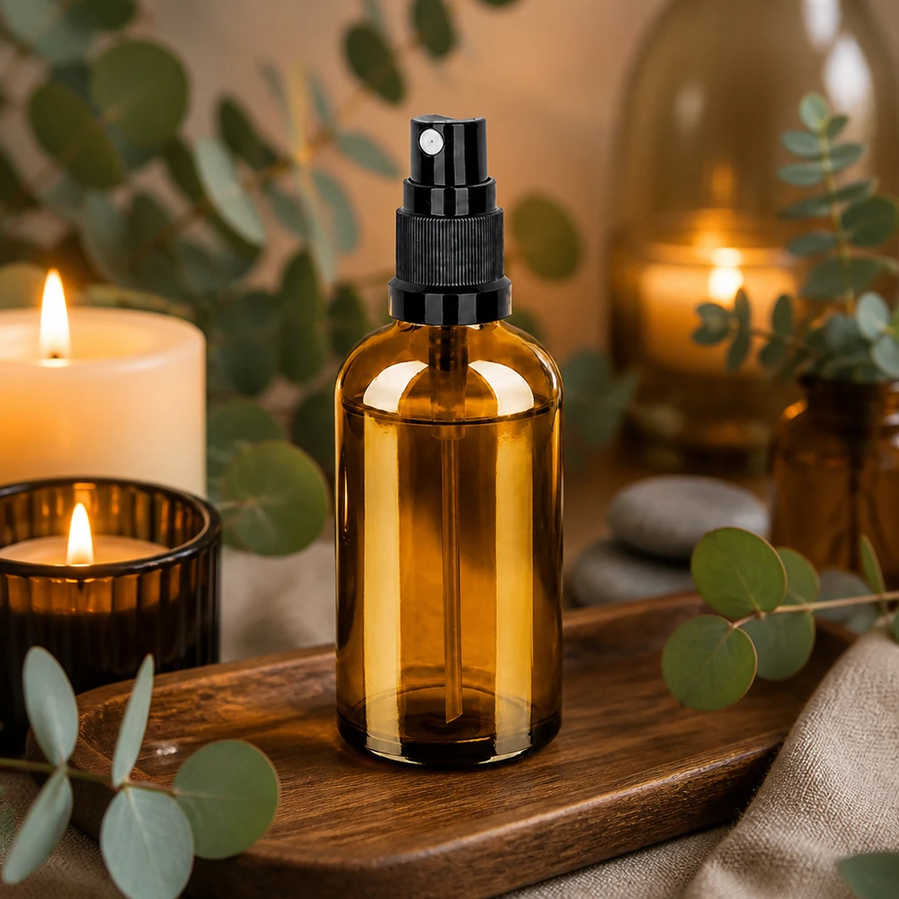 Vaporisateur 100ml noir STD BrownLine UT18/100 Bouteille en verre compacte de 100 ml avec embout vaporisateur, idéale pour le bricolage cosmétique et le bien-être