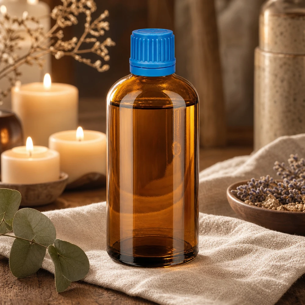 Flacon 100ml 11mm SV bleu OV BrownLine UT18/100 Bouteille en verre professionnelle de 100 ml de couleur brune avec système de fermeture bleu sécurisé