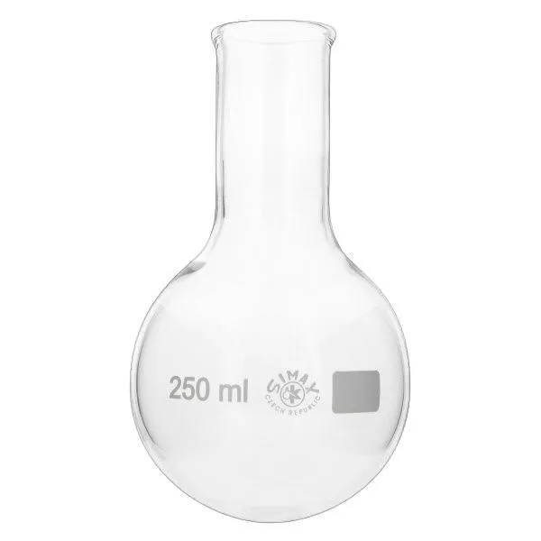 Ballon à fond plat 250ml en borosilicate à col étroit avec bord arrondi