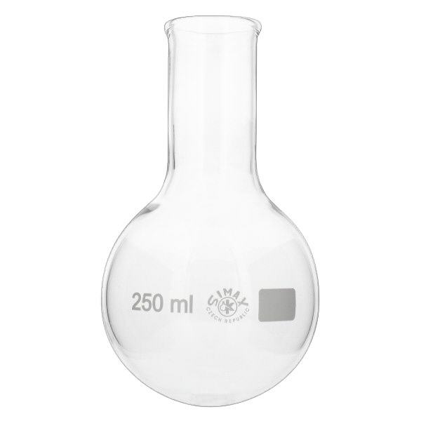 Ballon à fond plat 250ml en borosilicate à col étroit avec bord arrondi