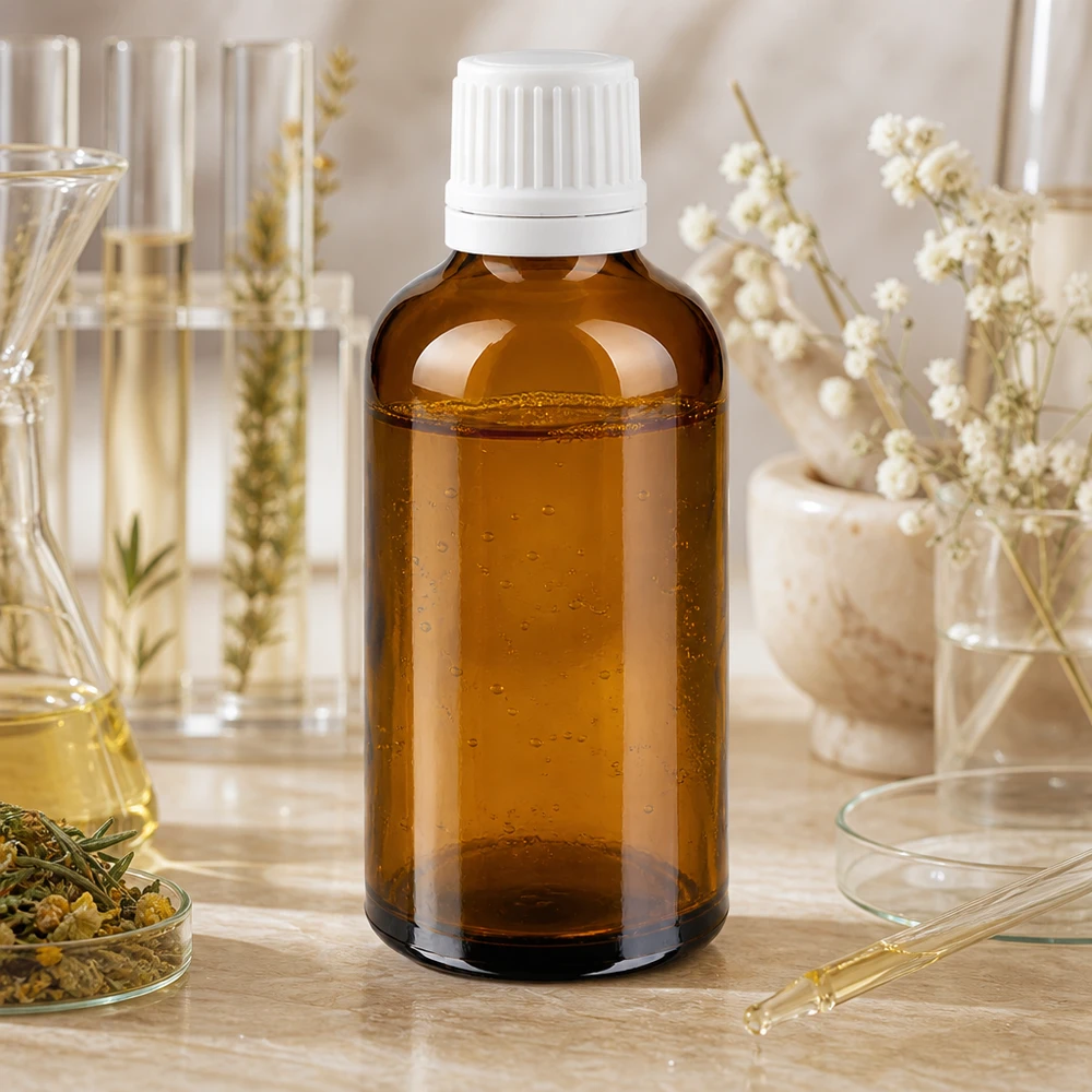 Bouteille de pharmacie brune 50ml bouchon vissable blanc bouchon inviolabilité Petite bouteille en verre brun de 50 ml, verre d'apothicaire avec protection UV et bouchon de sécurité blanc