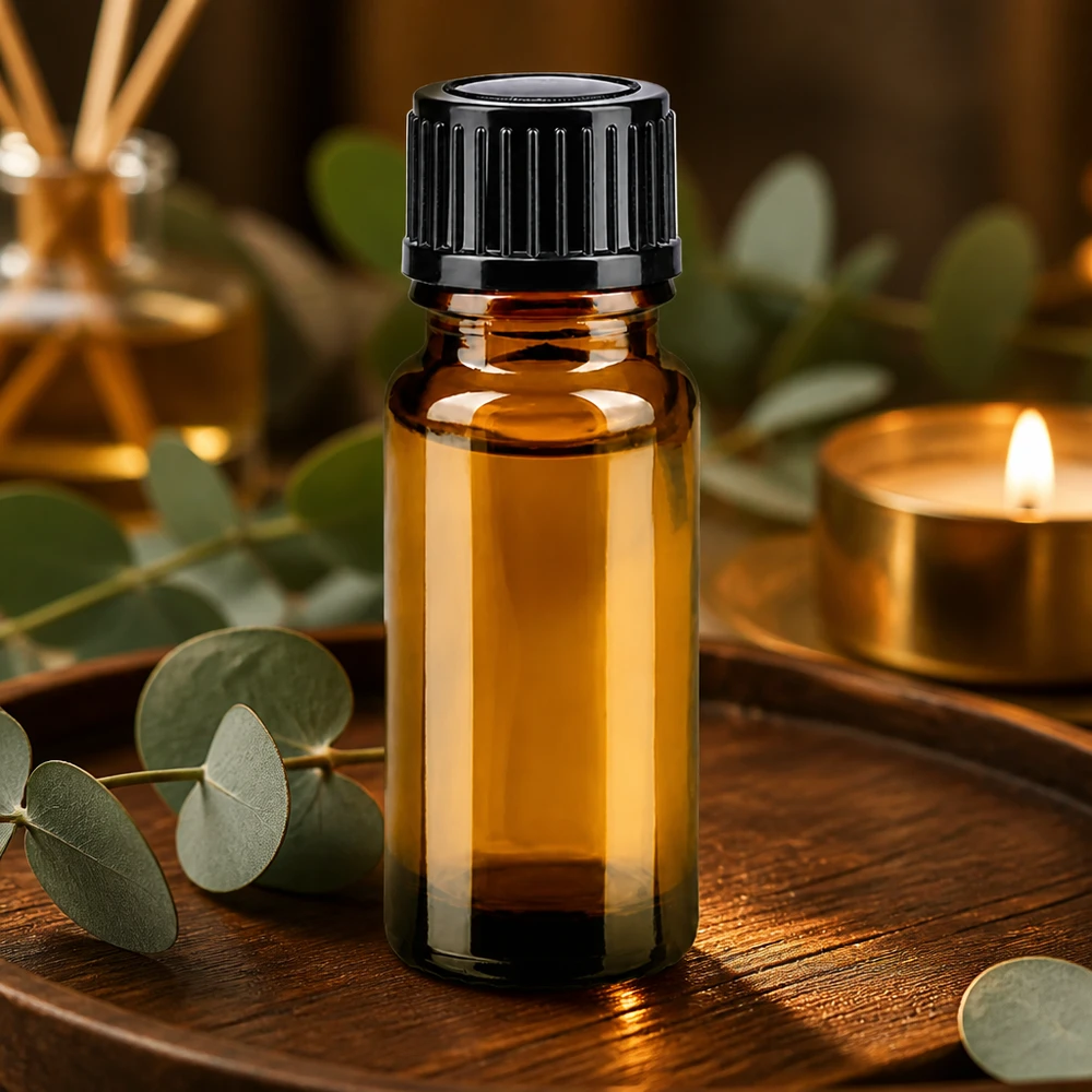 Flacon en verre brun de pharmacie de 10 ml pour huiles essentielles, avec bouchon à vis noir à l'épreuve des enfants