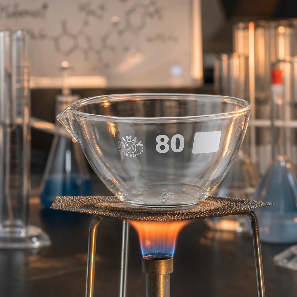 Capsule d’évaporation 90 ml en verre borosilicate, avec bec verseur Bol d'évaporation de précision en borosilicate avec bec verseur pour les expériences scientifiques 90ml