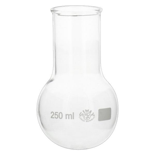 Ballon à fond plat de 250ml à col large en borosilicate avec bord arrondi